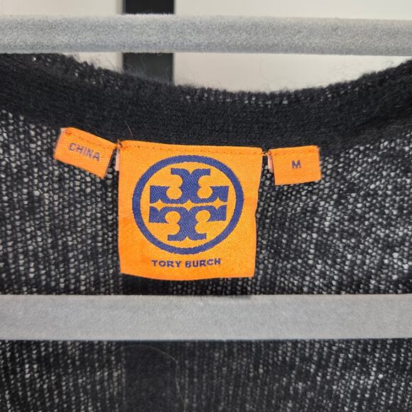 Tory Burch Alpaca Wool Long Sleeve Sweater Black Sheer Sequin Layer Y2K Medium - Picture 4 of 9